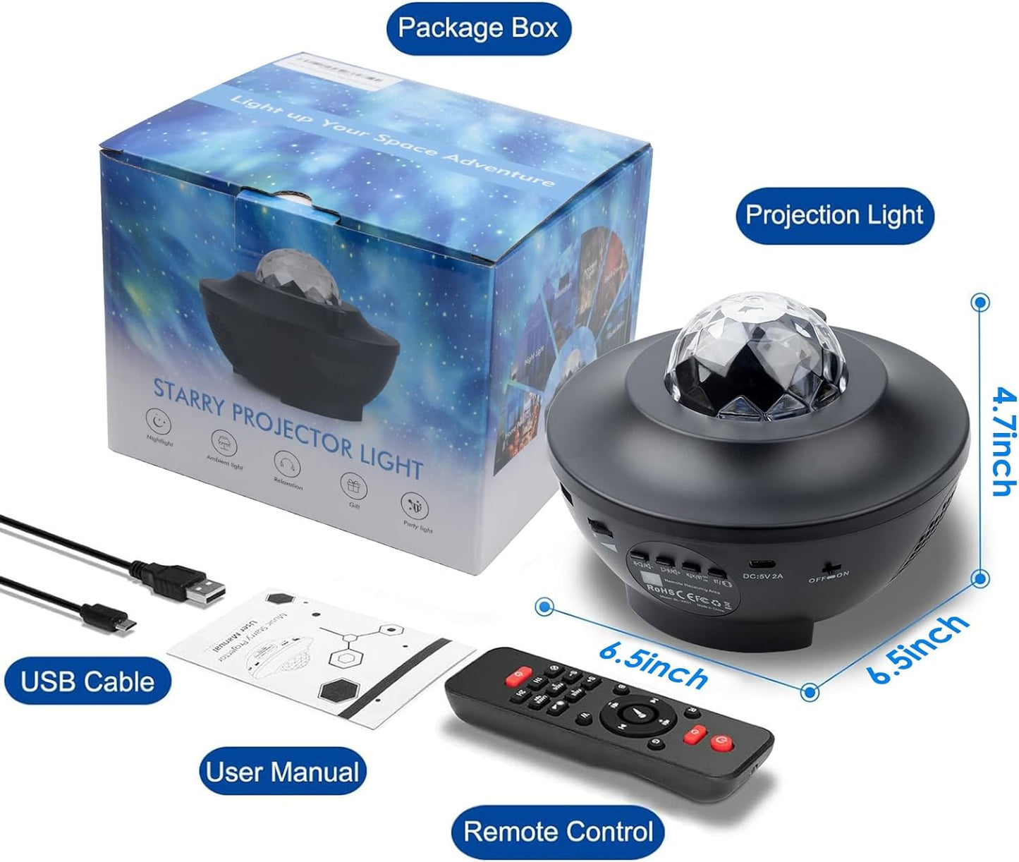 StellarPod Galaxy Sky Star Light Projector with Bluetooth Music & Remote